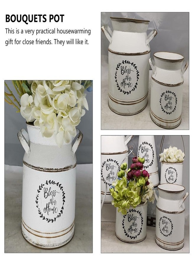 TOPPERFUN Large Antique Vase, 12x8in White European Pastoral Style Milk Can, Country Pot Decoration Bottle, Pot Storage Bottle - Image 4